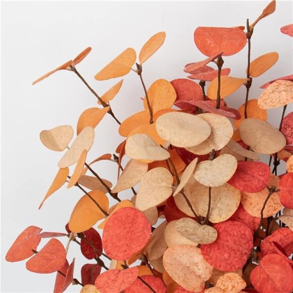 Fall Eucalyptus Stems Decor, 5Pcs 24" Faux Eucalyptus Branches Artificial Autumn - Picture 3 of 7